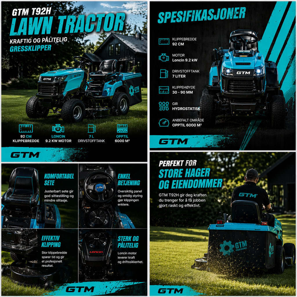 GTM T92H - L5 gressklipper - 92 cm oppsamler