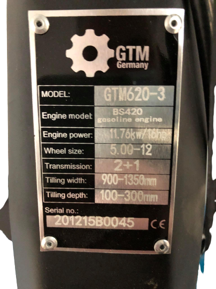 GTM 620-3 bensin jordfreser – 18 HP + komplett sett