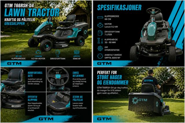 GTM T66H - D4 gressklipper - 66 cm oppsamler